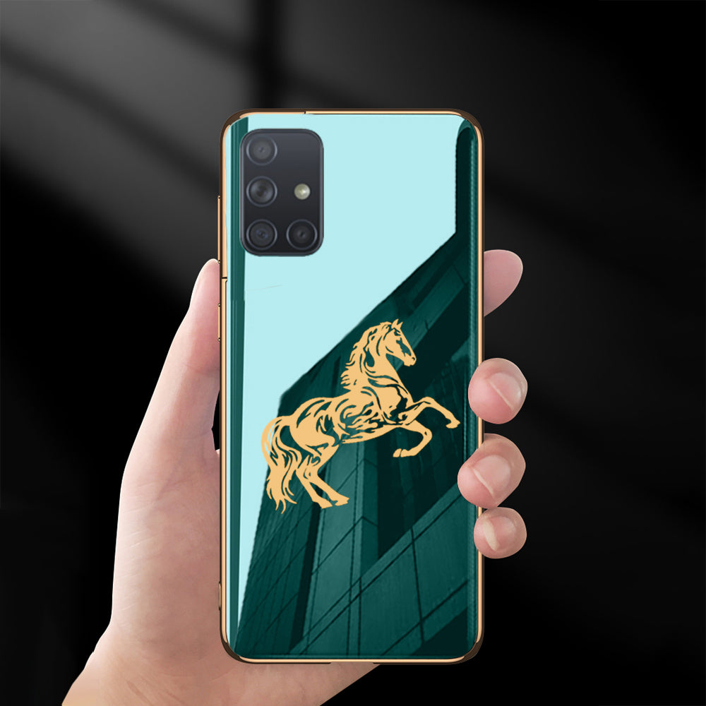 TPU Gold Edge Design With Horse logo Case For Samsung A71