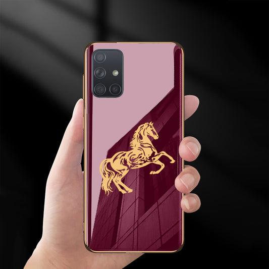 TPU Gold Edge Design With Horse logo Case For Samsung A71