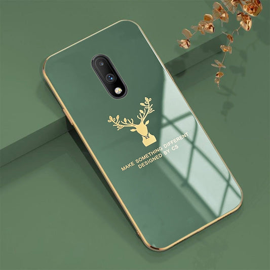 Gold Edge Design With logo Case For Oneplus 7