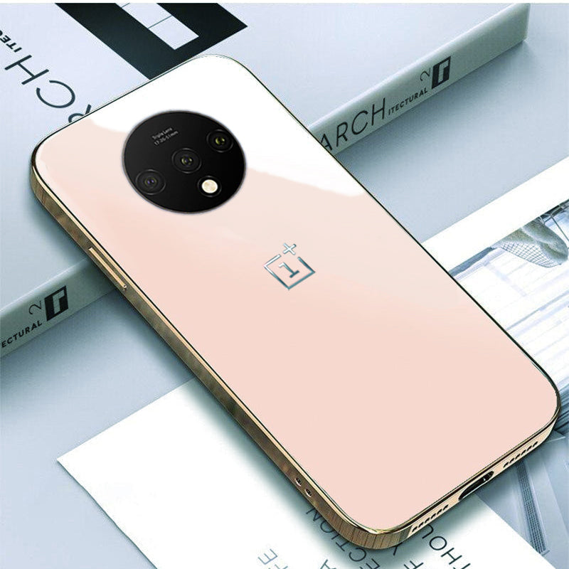 TPU Gold Edge Design With logo Case For Oneplus