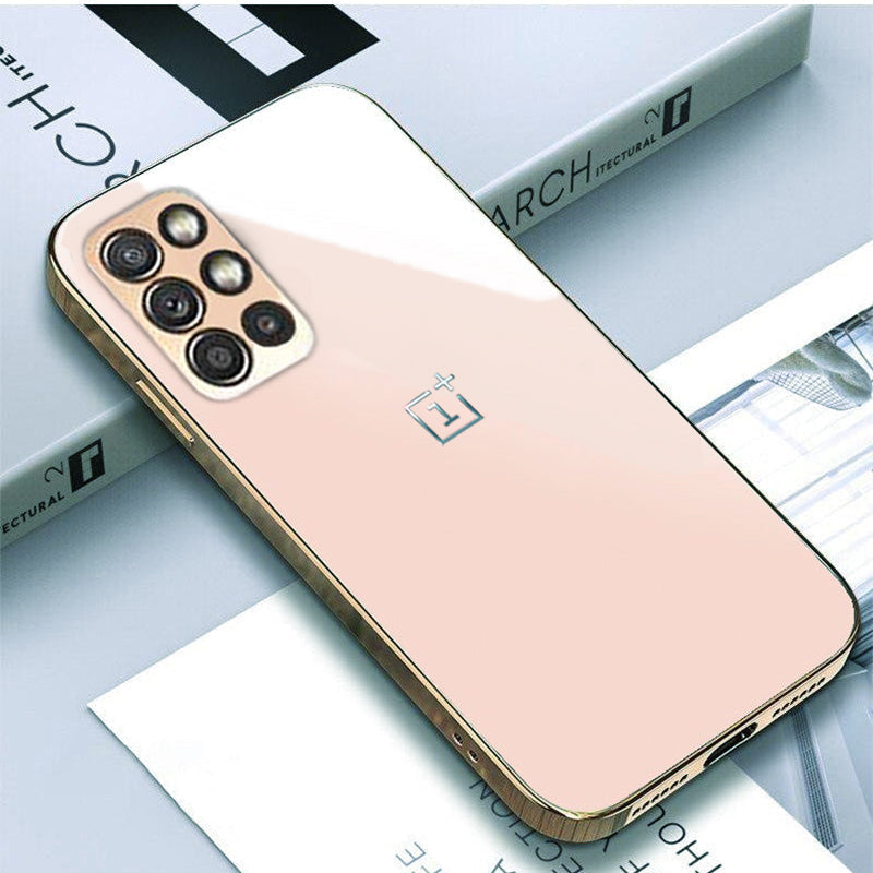 TPU Gold Edge Design With logo Case For Oneplus