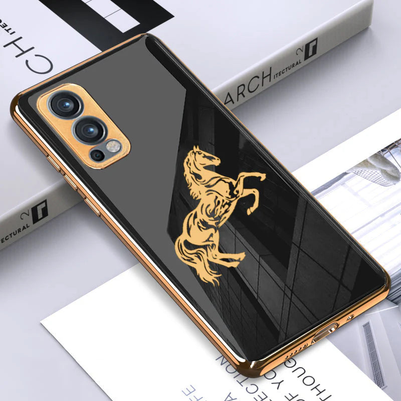 Gold Edge Design With logo Case For Oneplus Nord 2