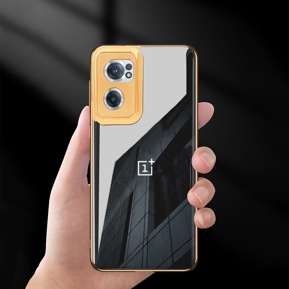 TPU Gold Edge Design With logo Case For Oneplus