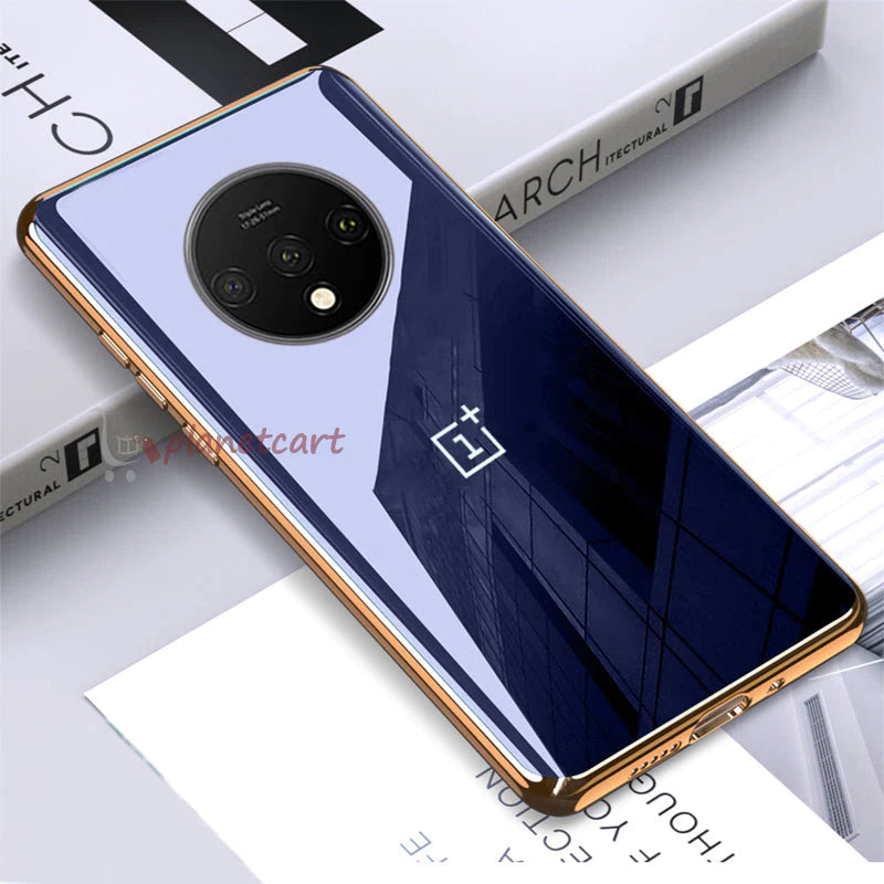 TPU Gold Edge Design With logo Case For Oneplus