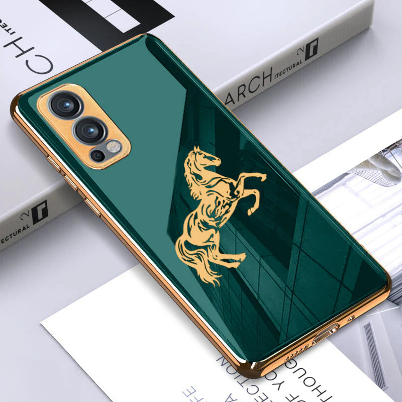 Gold Edge Design With logo Case For Oneplus Nord 2