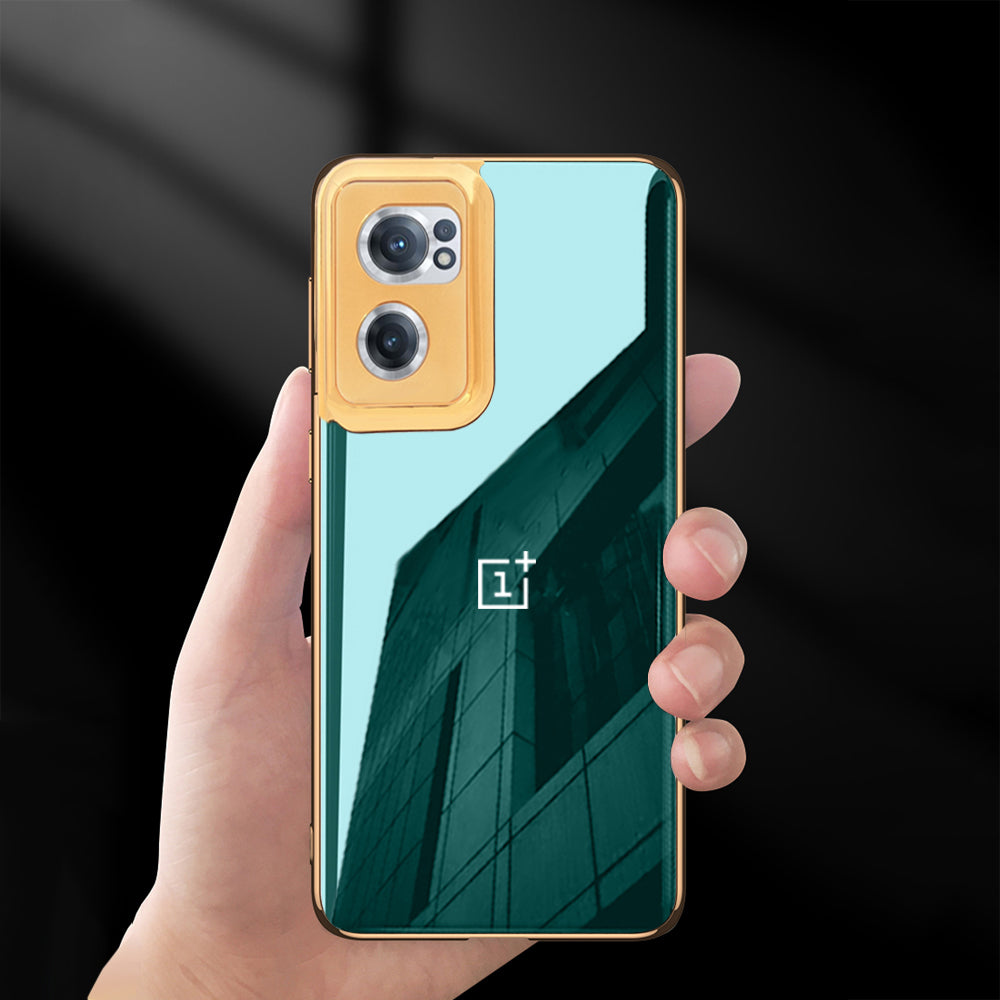 TPU Gold Edge Design With logo Case For Oneplus