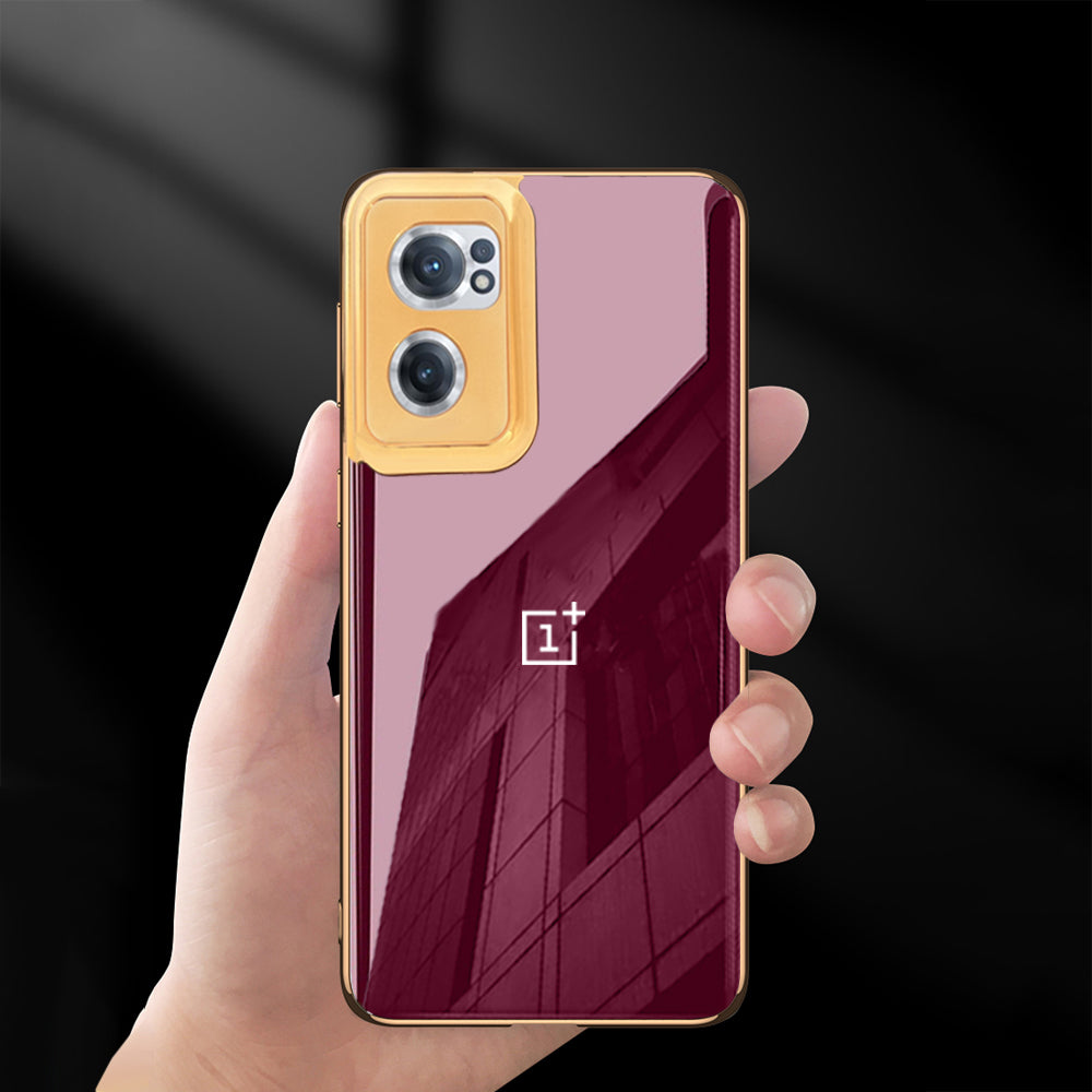 TPU Gold Edge Design With logo Case For Oneplus