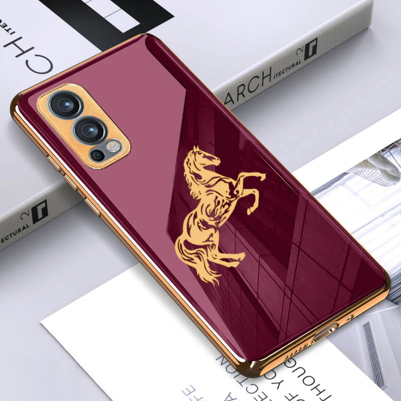 Gold Edge Design With logo Case For Oneplus Nord 2