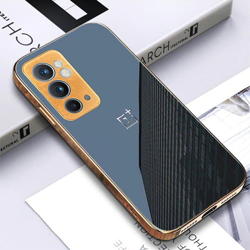 TPU Gold Edge Design With logo Case For Oneplus