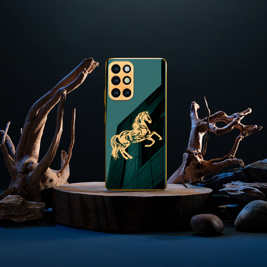 TPU Gold Edge Design With Horse logo Case For OnePlus 9R