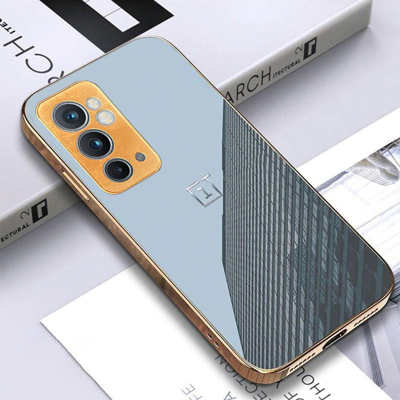 TPU Gold Edge Design With logo Case For Oneplus