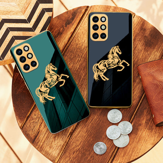 TPU Gold Edge Design With Horse logo Case For OnePlus 9R