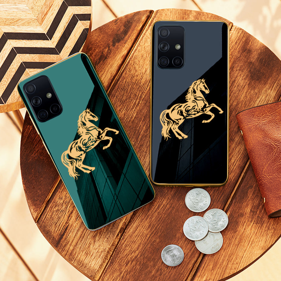 TPU Gold Edge Design With Horse logo Case For Samsung A71