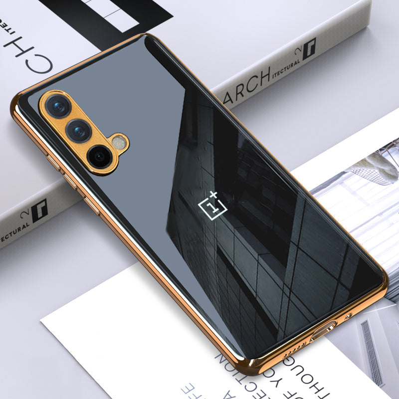 TPU Gold Edge Design With logo Case For Oneplus