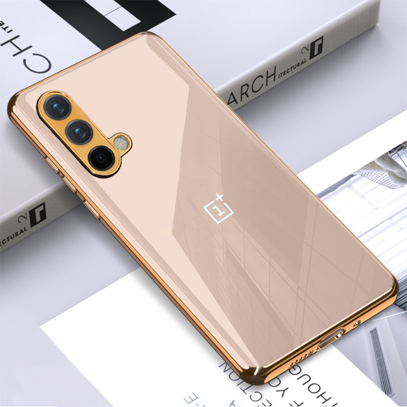 TPU Gold Edge Design With logo Case For Oneplus