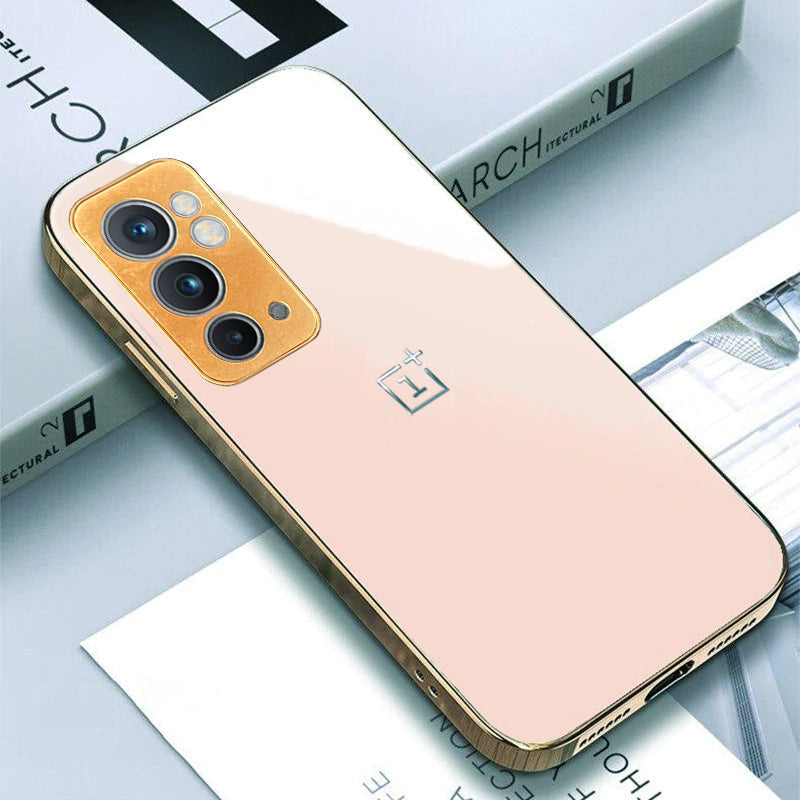 TPU Gold Edge Design With logo Case For Oneplus